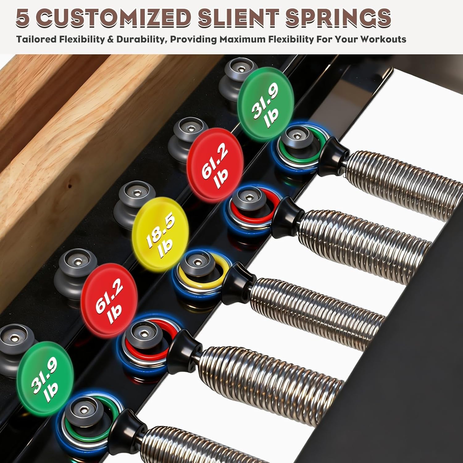94.5"Pilates Reformer, Wooden Foldable Reformer Pilates Machine with Springs, Quick-Assembly Studio Grade Pilates Reformer Machine, Pilates Equipment with Sitting Box, Jump Board for Home Use & Studio