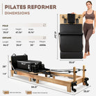 94.5"Pilates Reformer, Wooden Foldable Reformer Pilates Machine with Springs, Quick-Assembly Studio Grade Pilates Reformer Machine, Pilates Equipment with Sitting Box, Jump Board for Home Use & Studio