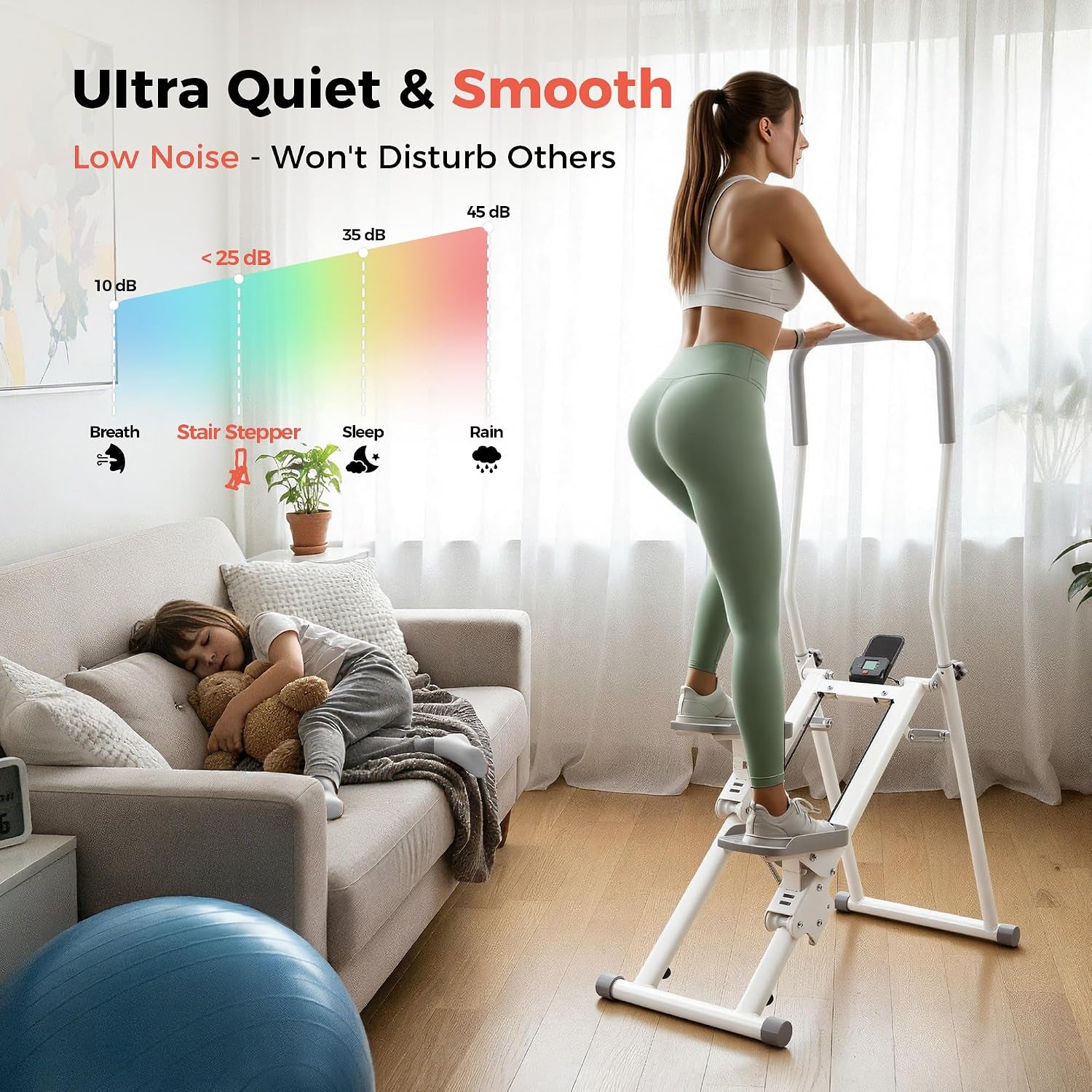 Stair Stepper for Home Gym, Foldable Vertical Climber Workout Machine, 3 Levels of Adjustable Resistance, 300 Lbs Capacity Cardio Machine, LCD Monitor, Extended and Widened Anti-Slip Footrests