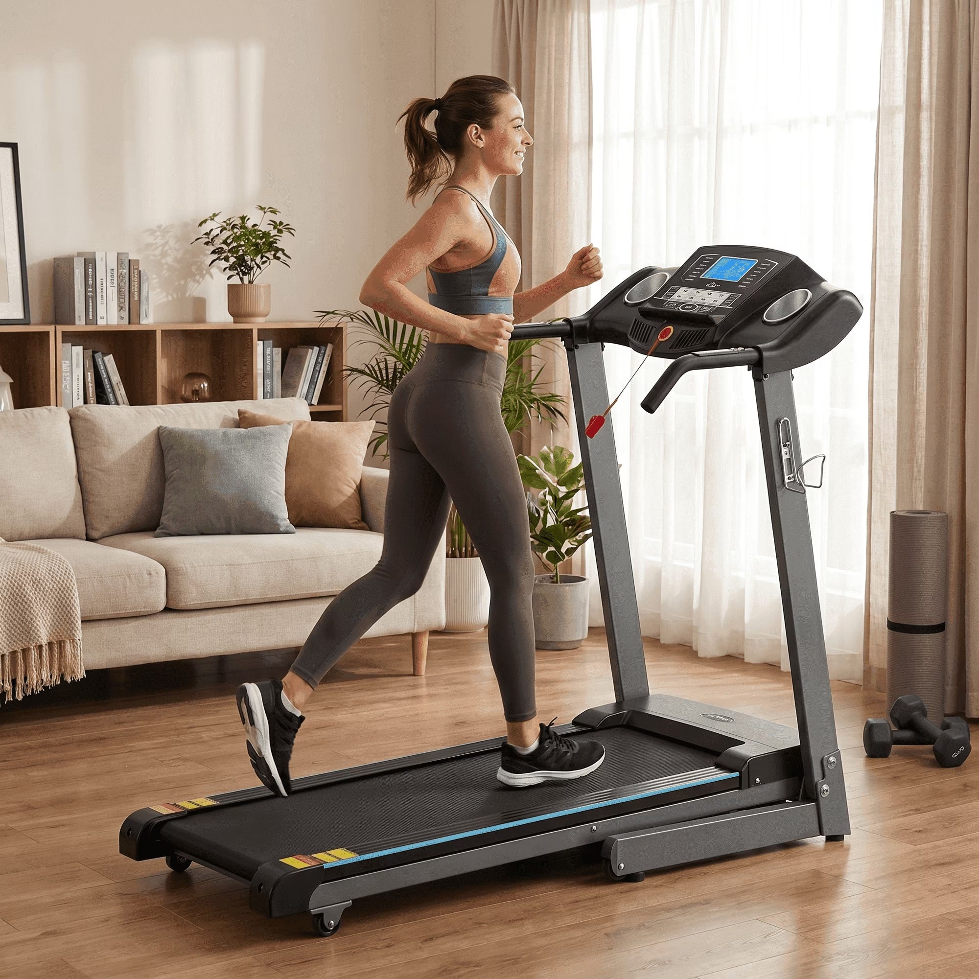 Treadmill 2.5HP Electric with 12Level Auto Incline Foldable Treadmill with LCD Monitor 220Lbs 8.5 Mph Speed Range for Home Gym Eercise Fitness