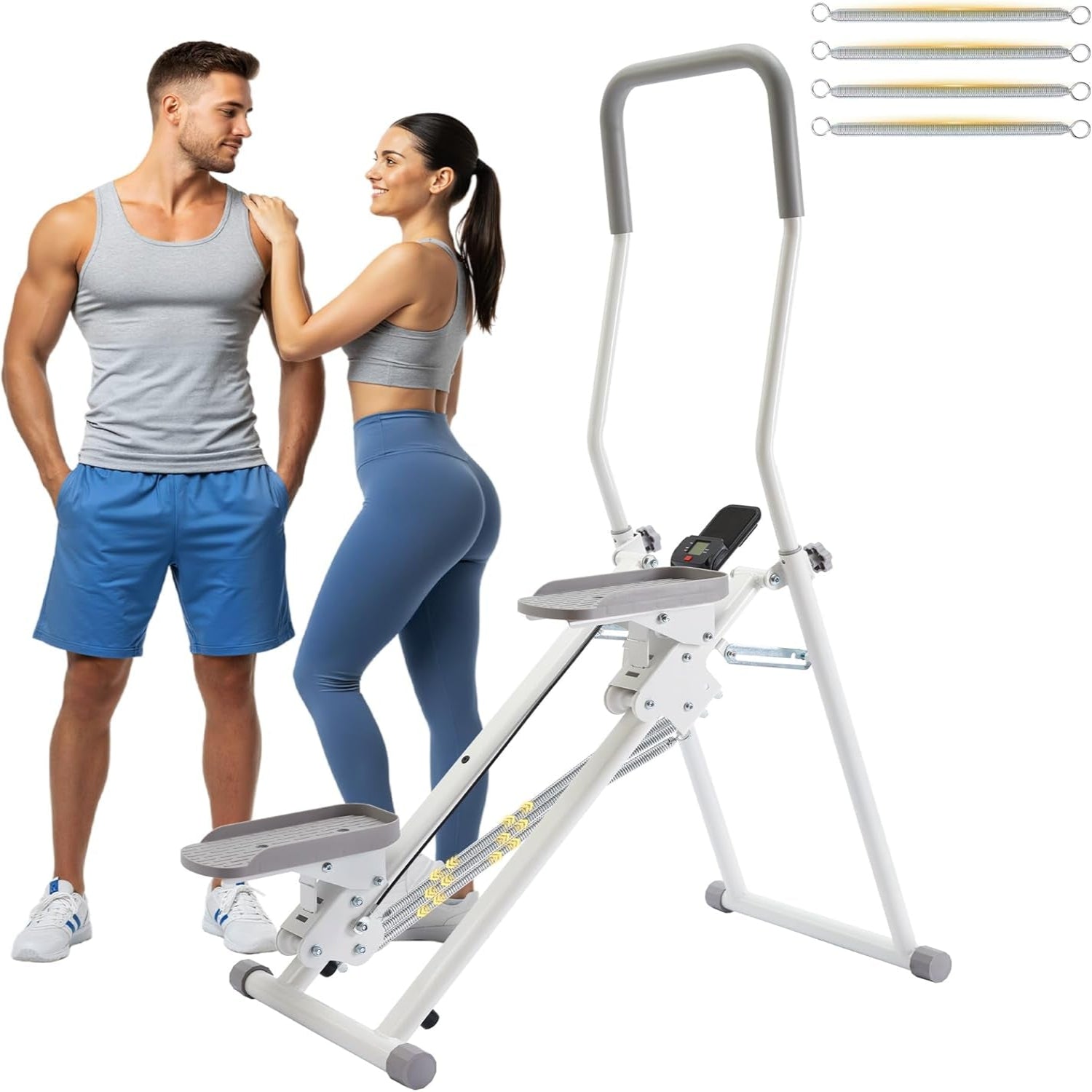 Stair Stepper for Home Gym, Foldable Vertical Climber Workout Machine, 3 Levels of Adjustable Resistance, 300 Lbs Capacity Cardio Machine, LCD Monitor, Extended and Widened Anti-Slip Footrests