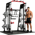 Smith Machine Home Gym All-In-1, 2200LBS Power Cage with Dual Cable Pulley Systems, LAT Pull-Down & Leg Hold-Down | Complete Strength Training Equipment for Full Body Workouts